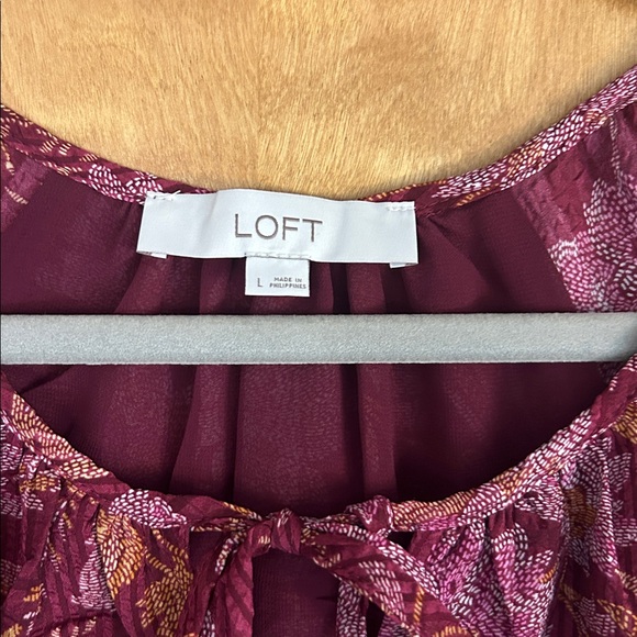 Loft Floral Tie Neck Blouse - Picture 5 of 8